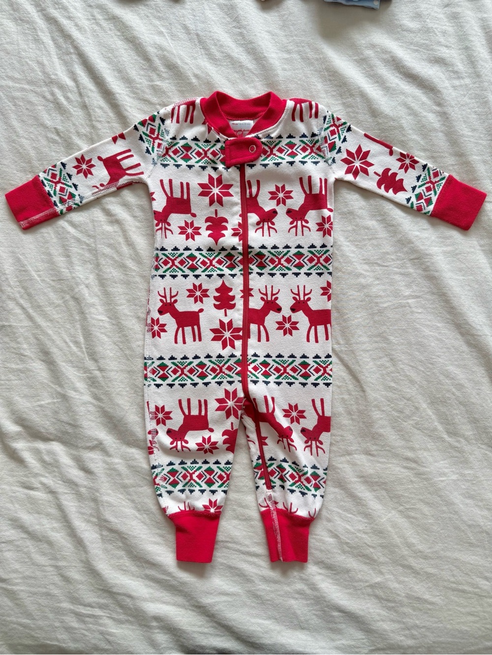 Hanna Andersson Organic Cotton Zip Sleeper 6-12M Fair Isle Dear Deer Christmas